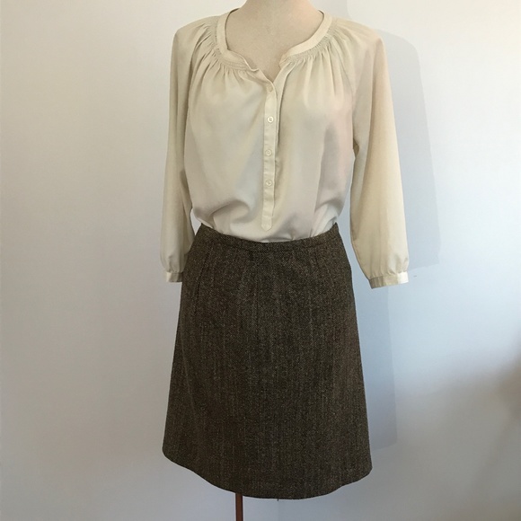 Hammer - Brown Tweed Wool Blend Skirt - Picture 1 of 8